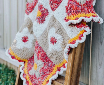 Chunky Daisy Check Throw Crochet Pattern