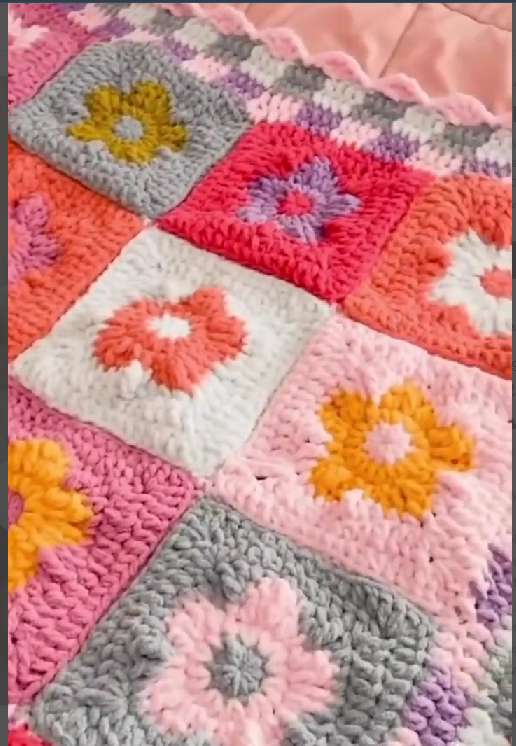 Chunky Daisy Check Throw Crochet Pattern