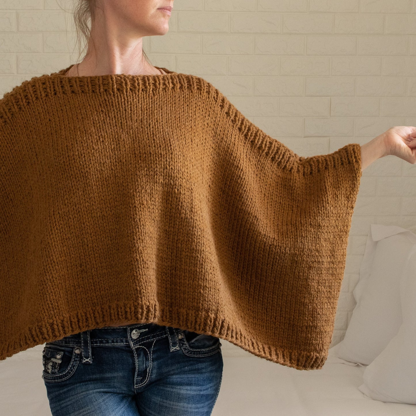 Easy Two Rectangle Modern Poncho Knitting Pattern