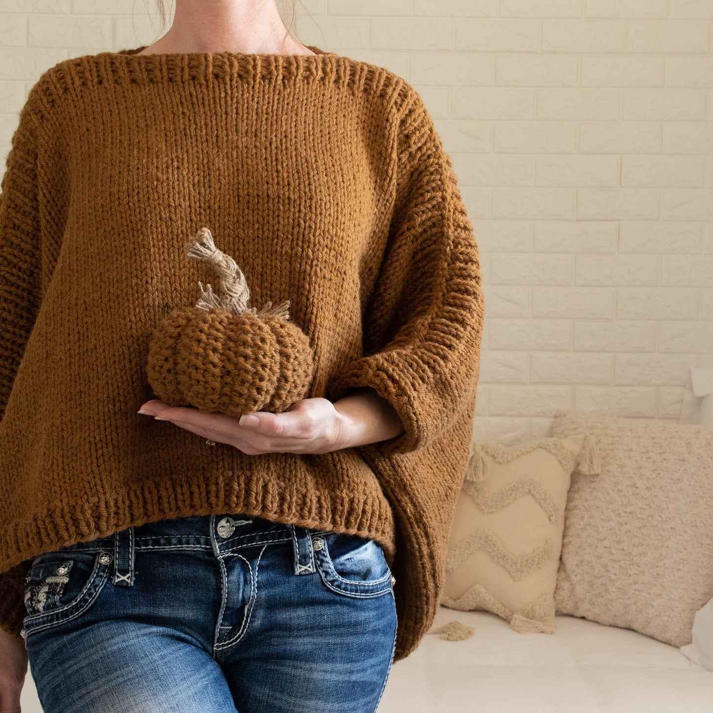 Easy Two Rectangle Modern Poncho Knitting Pattern